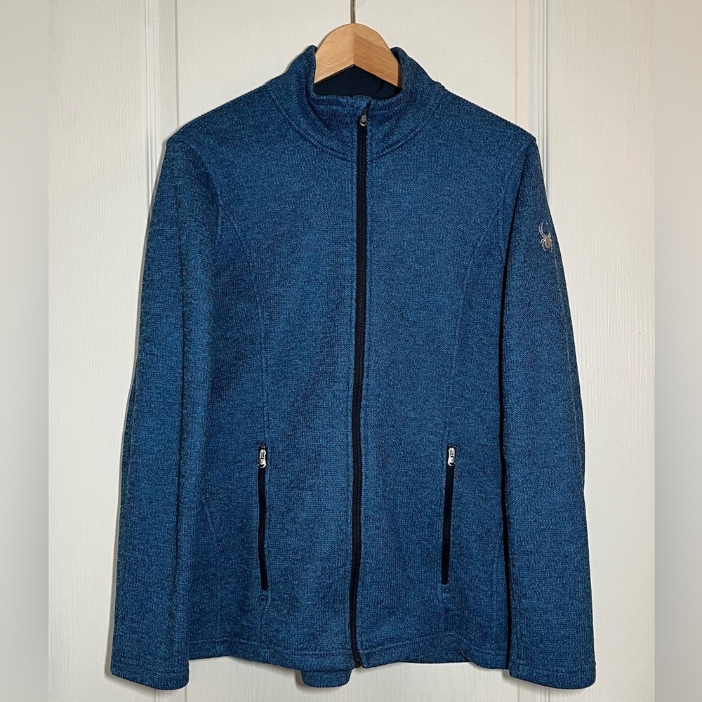 Spyder Women’s Blue Heathered Full-Zip Fleece Jacket L, Gorpcore Layering Piece